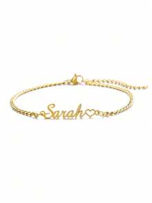 Customized Personalized Name Anklet For Women, Stainless Steel Name Plate Jewelry Anklet Pendant, Gift For Her,Silver,Stylish,Colorful,Vintage,Hipster,Simple,Y2k,2000s Fashion,Custom,Personalized,Unique,Ideal Gifts For Him,Ideal Gifts For Her,Her,Boyfriend,Girlfriend,Dad,Mom,Family,Friends,For Anniversaries,For Birthdays,For Graduation,For Prom,For Party,School Supplies,Back To School,School Gift,For Office,For School,For Classroom,For Teacher Gifts,For University,For Colleague,For Dorm Rooms,For Teacher,For Boys And Girls,For Teenagers,Junior High School Students,Middle School Students,High School Senior High School Students,College Students,University Students,Freshman,Sophomore,Underclassmen - Multicolor - View 5