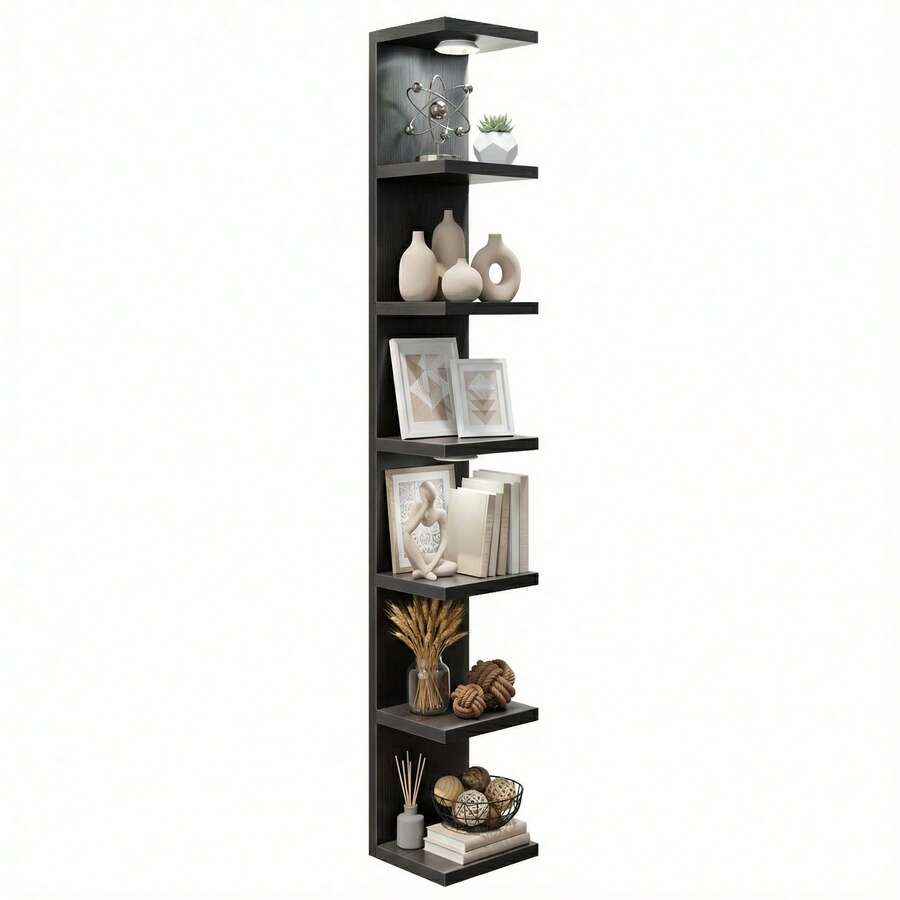 Tomnk 7 Tier Wall Mounted Shelf Unit, Floating Shelves, Wall Shelf For Home Decor Organizer Display, Wall Decor For Living Room, Bedroom, Office - 彩色 - 查看 1