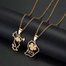 1Piece Mayotte And French Guiana Guyane With Hibiscus Flowers 973 Area Code Pendant Necklaces Stainless Steel Jewelry - Yellow Gold - View 1