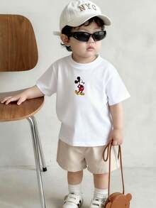 Disney Mickey Mouse Retro Cute Style Boys Short Sleeve Tee White Base Playful Mickey - trắng - Xem 4