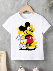 Disney Mickey Mouse Graffiti Street Style Boys Short Sleeve Tee White Base Vibrant Graffiti Mickey - 白色 - 查看 3