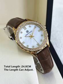 Pablo Raez 1 pezzo Orologio da donna in oro 18K con diamanti, lusso, moda, acciaio inossidabile, quadrante in cristallo, nuovo di zecca, classico, con strass, elegante, di alta gamma AAA, moda, design originale affascinante, cinturino in morbida pelle PU, design splendido, orologio al quarzo per ragazze da festa, quadrante bianco, alta qualità, popolare per studenti e adolescenti, impermeabile 50M, casual, carino, bellissimo regalo per insegnanti, adatto per donne, amiche o famiglia, vita quotidiana/lavoro/studio/festa, decorazione, regalo di laurea, matrimonio - Bianco - Visualizzare 11