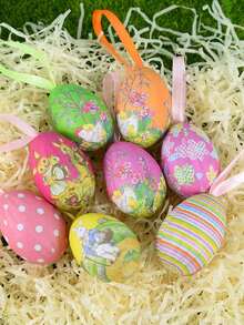 12/6/1pc Colorful Foam Hanging Egg Decorations, Easter Tree Decor, Birthday Party Home Decoration Indoor Ornaments - Multicolor - View 8