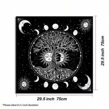 1件生命之树塔罗牌祭坛布，包含十二星座和生命之树星象塔罗牌，适用于塔罗牌和神谕卡解读 - 彩色 - 查看 9