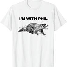 Camiseta divertida de regalo de Punxsutawney con la frase "Estoy con Phil Ground-hog" - Blanco 3 - Ver 1
