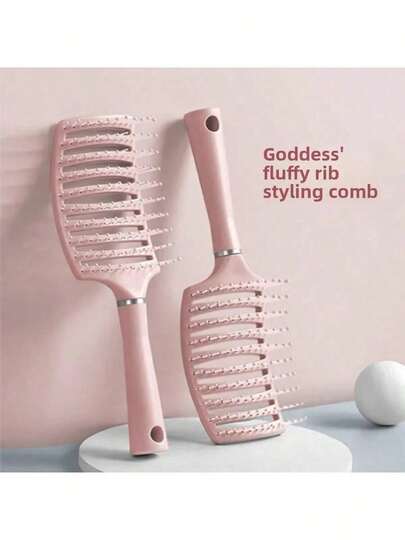 1pc Sakura Pink Fluffy Comb - Hollow Arc + Anti-Static - Easily Detangle Tangled Hair, Create Voluminous Hairstyle. Features Scalp Massage Function, Suitable For Dry/Wet Hair (Curly/Straight) And All Hair Types. Can Be Used For Blow Drying, Styling, Shampooing, Etc. For Home, Travel, School, Office And Salon Use. (Ribbed Styling Comb, Hairbrush, Curling Comb, Detangling Brush, Hairdressing Tool, Hairstylist, Women's Hair Accessory, Hair Care Product, Bathroom Tool, Bathroom Hair Accessory, Makeup Tool) Mother's Day Gift