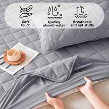 AVXLRQ Waterproof Mattress Protector, Non-Slip, Thickened, Solid Color, Quilted Mattress Cover With Deep Pocket (Soft And Comfortable), Machine Washable, Can Also Be Used Alone As A Mattress Cover, Suitable For Bedrooms, Guest Rooms And Hotel Mattress Protection, Exquisite And Thoughtful Gift. - 灰色 - 查看 6