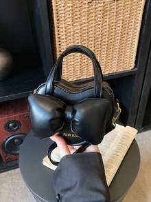 开斋节快乐！新款超酷3D心形包包，可爱蝴蝶结包包，超迷你朋克风手提包，零钱包，晚宴手拿包 - 黑色 - 查看 9