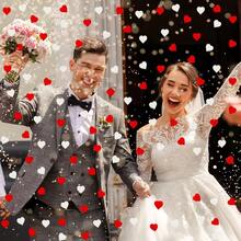 1000 pièces de confettis en forme de cœur blanc et rouge, convenant pour les mariages, les célébrations d'anniversaire, pouvant être utilisés pour la décoration de table de mariage romantique, le jet de pétales de mariage, les décorations de mariage, la création d'une atmosphère de shower de mariée, fournitures de cérémonie - Rouge et blanc - 1000 pièces - Voir 5
