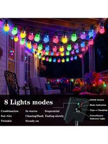 AMILL 59ft Solar-Powered Dual USB LED Fairy Lights With 50 Crystal Balls, 8 Modes & Remote Control - Multicolor Indoor/Outdoor String Lights For Garden, Yard, Wedding, Party, Christmas Decorations, Outdoor Lighting  Decorative Lights  Versatile Lighting, Hanging Solar Lights - Solar Bubble Ball - View 11