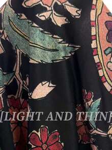 Elegaris Atasan lengan panjang model turtleneck motif paisley vintage, kain lembut dan elastis, blus motif bunga gaya retro yang serbaguna. - MultiWarna - View 7