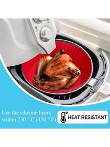 1pc Air Fryer Silicone Baking Mat, Round Baking Tray, Household Air Fryer Silicone Pad - Multicolor - View 2