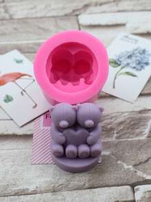 心形小熊香氛蜡烛，石膏香氛家居装饰，INS风香氛蜡烛，硅胶模具礼品 - 粉紅色 - 查看 2