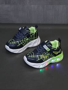 Fashionable LED Luminous Breathable Mesh Sports Shoes, Suitable For Boys And Girls - Casual, Shock-Absorbing, All-Season Anti-Slip Outdoor Running And Walking Shoes - Green - View 2
