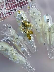 1pc Magnolia Flower & Floral 3D Carving Transparent Silicone Nail Art Mold - Clear - View 10