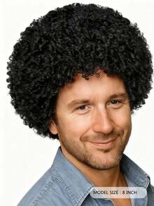 8 Inch Men's Curly Synthetic Wig, Heat Resistant, Fluffy & Natural, Versatile Fashion Wig Suitable For Daily Wear And Costume Parties - Multicolor - View 7