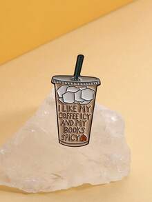 1枚“我喜欢冰咖啡和辛辣书籍”珐琅胸针，趣味咖啡书饮料胸针，背包翻领徽章，珠宝礼物 - 彩色 - 查看 7