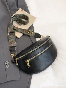 Soft Leather Waist Bags Women Casual Fanny Packs Saddle Bag Fashion Chest Pack Single Shoulder Crossbody Bag Travel Mobile Phone - Black - View 6