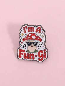 1Pc I'm A Fungi Cute Mushroom Enamel Pin Funny Pun Cartoon Mushroom With Fashion Glasses Brooch Lapel Badge Jewelry Gift For Friends ﻿ - Multicolor - View 2