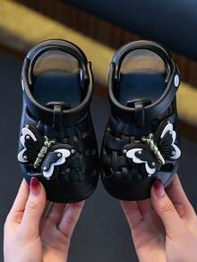 儿童卡通可爱蝴蝶凉鞋，软底舒适百搭沙滩凉鞋，夏季 - 黑色 - 查看 3