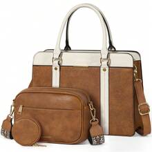 Handtaschen für Damen, 3er-Set mit Schultertasche, Münzbörse, Handtasche aus PU-Leder für Arbeit, Schule, Lässig - Verschiedenfarbig - Übersicht 14