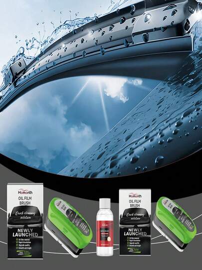 فرشاة تنظيف الزجاج متعددة الوظائف - بدون حاجة لطاقة، مناسبة لزجاج السيارة والنوافذ المنزلية، تزيل بقع الزيت والبقع المائية