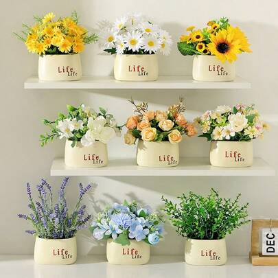 1个 LIFE 创意简约塑料花瓶，现代客厅花盆，家居装饰摆件，适用于仿真花卉和绿植，室内盆栽植物容器