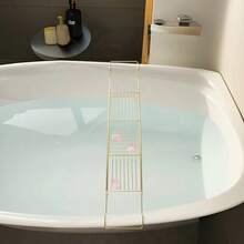 1pc Adjustable Metal Bathtub Tray - Extendable Metal Bathroom Storage Rack - A - View 2