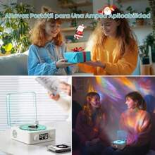 Altavoz Bluetooth de Vinilos Waves: Altavoz Bluetooth con Reproductor de Discos de Vinilo - Bocina de Vinilo Sonido Estéreo de 4 Modos para Dormir con Luces Ajustables Sonido Estéreo-060 - como en la foto - Ver 7
