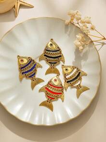 1pc/Pack 304 Stainless Steel Hollow Fish Design Oil Drop Pendant, Fashionable Versatile Accessory Keychain - Oil Dripping Fish Accessories - View 4