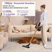 ROPOZZA 1pc 18KPA 600W High Power Retractable Telescopic Pipe Vacuum Cleaner, Portable Quiet Home Handheld Vacuum With Cord, Suitable For Pet Hair, Hard Floor And Carpet, 4-In-1 Lightweight Vacuum & Mop All-In-One Corded Stick Vacuum Cleaner - US A Type Plug(110-127V) - View 2
