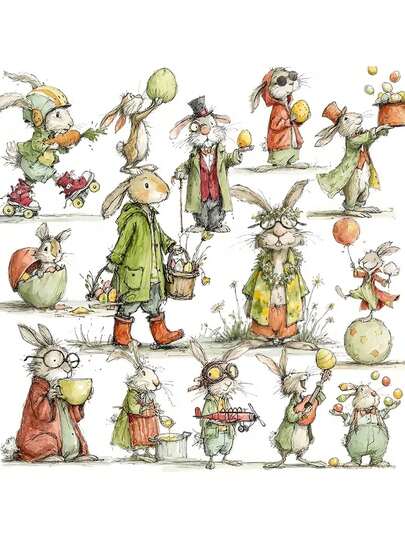 20pcs/Pack 2D Flat Interesting Easter Bunny Stickers, DIY Decorative Sticker Pack, Various Bunny Patterns, Suitable For Diary And Photo Album Decoration, DIY Photo Album Stickers, Handmade Crafts, DIY Handwork, Phone And Laptop Decoration, Mugs, Coffee Cups, Glasses, Vases, Greeting Cards, Gift Boxes Decoration, Spring Easter Supplies And Home Decor