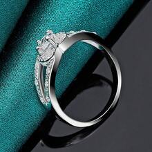 925 Sterling Silver Plated Heart Zirconia 7-10# Ring For Women Wedding Charm Engagement Fashion Jewelry - Silver - View 2