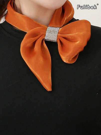 1pc Women's Rhinestone Decor Small Scarf, Versatile Neckerchief, Fashion Neck Gaiter, Suitable For Daily Use