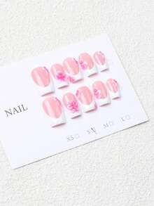 Bộ 10 miếng dán móng tay vuông màu hồng và trắng gradient, phủ toàn bộ móng, làm thủ công, trang trí hoa hồng 3D siêu hấp dẫn, ngọt ngào và tinh tế, dễ dàng tạo nên bộ móng lãng mạn, thêm phần quyến rũ cho đầu ngón tay, thể hiện phong cách thời trang táo bạo. Hoàn hảo cho các bữa tiệc, dạ hội và sử dụng hàng ngày. Một món quà tuyệt vời dành cho phụ nữ và các cô gái. Móng tay giả, dụng cụ làm móng, móng dán thủ công. - Màu Hồng baby - Xem 6