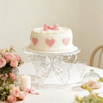 Supporto da tavolo in acrilico trasparente per dolci, con design a farfalla, adatto per matrimoni, feste, San Valentino e decorazione da scrivania
