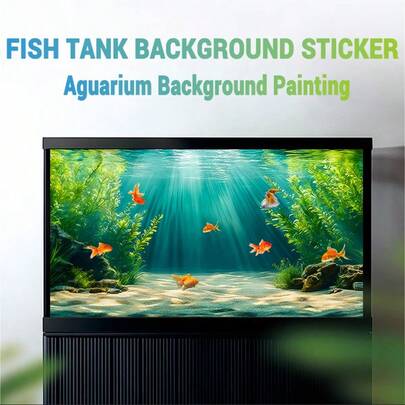 Sunny Aquatic Plants Beach, Sunny Theme Fish Tank Background Painting, Aquarium Background Sticker, Aquarium Background Board, Create A Fresh Aquatic Oasis, Instantly Transform Your Fish Tank Into A Clear Underwater Meadow, Suitable For Marine, Freshwater, Stream, And Planted Aquariums, Fish Tank/Aquarium/Aquarium/Reptile Tank Accessories