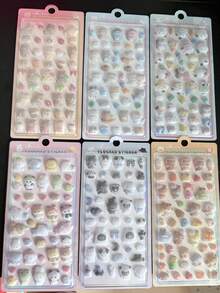 可爱3D毛绒兔子熊贴纸趣味动物手机壳装饰贴纸交换贴纸 - 彩色 - 查看 8