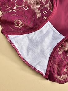 5pcs/Pack Plus Size Women's Solid Color Lace Patchwork Sexy Briefs - Multicolor - View 6