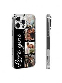 1 Personalized Custom Family And Friend Couple Four Photo Signature Anti Fall All Inclusive Lens, Silver High-Definition Glass Smartphone Protective Case, Simple Style Compatible With IPhone11/12/13/14/15/16pro/16plus/16E/17/17pro/17promax/Air/S25/S25ultra/S25plus/A56/ Other Models Are Suitable For Giving Gifts To Friends - Silver - View 7
