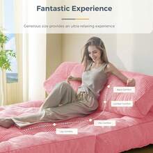 Convertible Folding Sofa Bed - Sleeper Chair With Pillow & Back Support, Portable Floor Lounge For Living Room Bedroom - Hồng - Xem 7