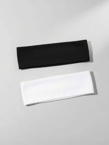 Diadema Sport Valerina Banda Deportivas Cabello Algodon 12pz - Blanco y Negro - Ver 6