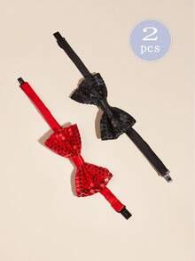 1pc/2pcs Pet Glitter Bow Tie, Wedding Decor, Holiday Costume Accessory - Multicolor - View 11