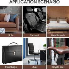 1卷自粘皮革修补贴，即撕即贴，荔枝纹理，宽17.7英寸/11.8英寸/9.84英寸，自粘防水可移除修补贴纸，DIY乙烯基贴纸，适用于沙发、椅子、家具、皮革床翻新、橱柜、汽车座椅、手提包皮革修补和装饰 - 黑色/深棕色/米白色/米色/橙色 - 荔枝紋 - 查看 8