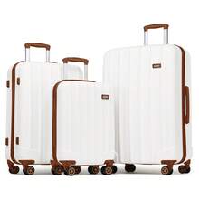 Cabin Luggage Carry On Suitcase 19 24 28 Inch ABS Hardshell TSA Lock 360 Spinner Wheels Lightweight 3 Piece Set Hand Check In Travel Unisex Sizes - Milky - View 11