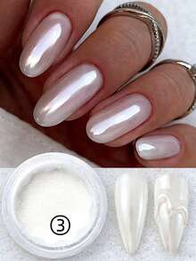 6pcs/Set Metallic  Nail Powder, Shiny Nail Powder, Fashion/Silver/Gold/White, 6 Colors Magic Mirror Nail Powder Set, Nail Art Decorations, Nail Salon Supplies - Multicolor - View 7
