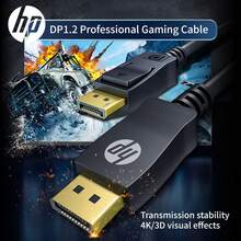 HP Cable DP DP1.2, 4K (3840*2160), 144Hz, Cable de conexión de datos 4k/2k para monitor de computadora, interfaz de tarjeta gráfica DisplayPort, Cable DP a DP 1.2 - Negro - Ver 4
