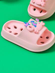 儿童夏季室内防滑拖鞋，男女童透气凉鞋，幼儿婴儿洗礼拖鞋 - 粉色 - 查看 5