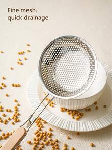 1pc Stainless Steel Wooden Handle Colander, Lo Mein Colander, Frying Filter Spoon, Vegetable Drain Spoon, Spaghetti Spoon, Multi-Function Fine Mesh Filter Spoon, Kitchen Gadget, Suitable For Picking Noodles, Dumplings, Vegetables, Fried Things, Filtering Food Materials - Multicolor - View 8