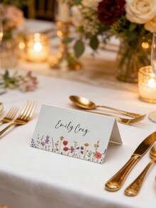 50pcs Floral Decoration Folding Wedding Table Cards, Suitable For Wedding Reception, Bridal Shower Seating, Table Cards, Table Numbers, Name Cards, Wedding Decor, Wedding Guest Cards, Party Table Cards And Party Supplies - Multicolor - View 5